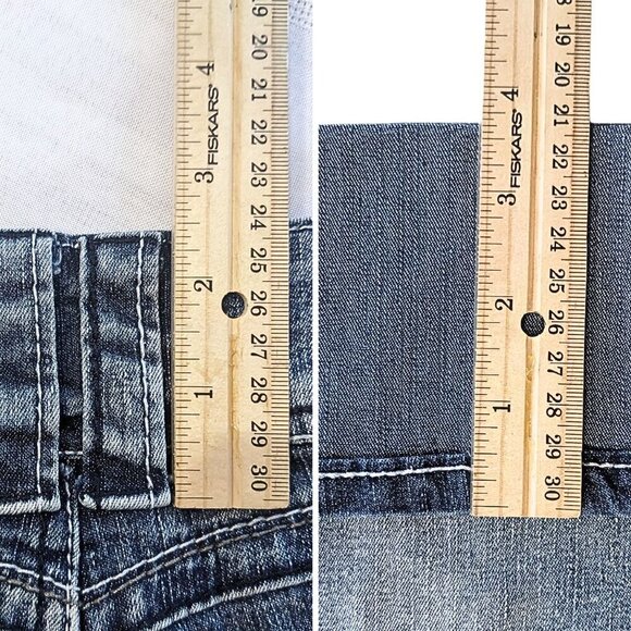 Vintage Y2K  ANGELS JEANS McBling Ultra Low Rise Crop Cuff Icy Wash Jeans Size 7 - Picture 6 of 8